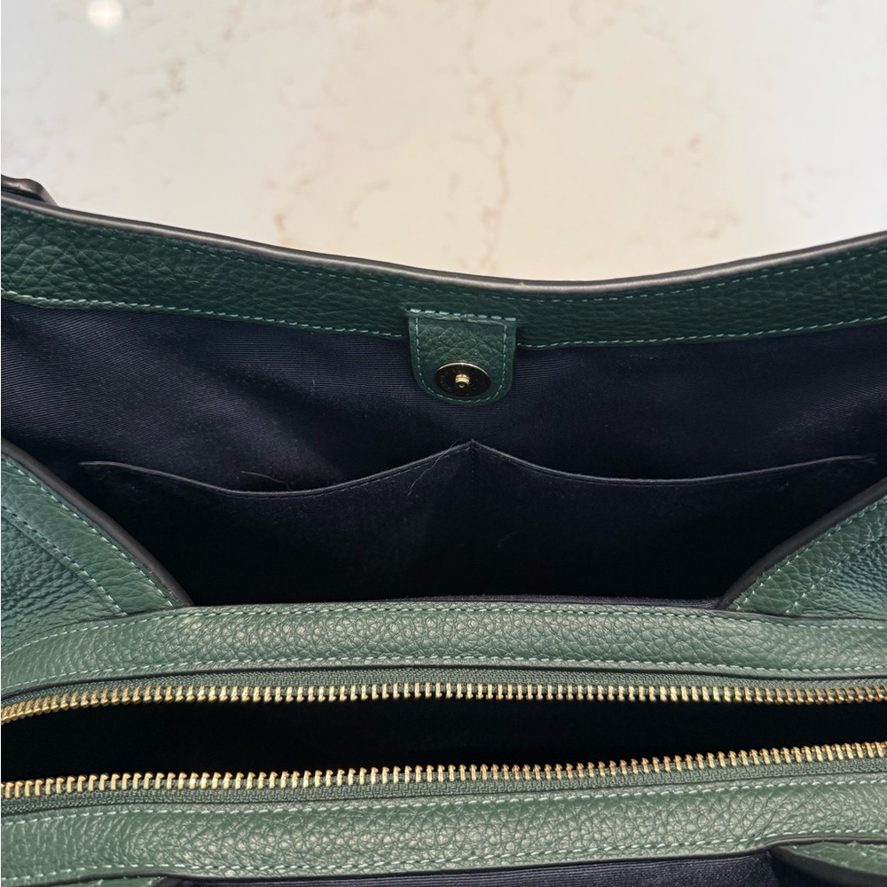 Coach Pebbled Leather Shoulder Bag in Deep Green with Gold Hardware - Picture 11 of 12